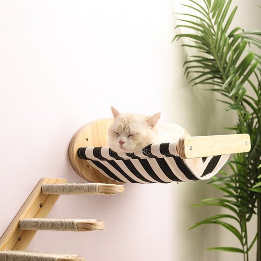  Cat Activity Center with Solid Wood Sisal Scratching Posts and Hammock cashymart