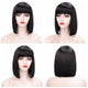 Elegant Ombre Gray Shoulder-Length Wig with Bangs