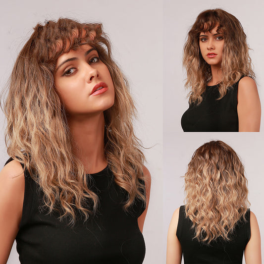  Curly Ombre Brown Blonde Synthetic Wigs cashymart