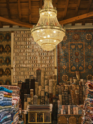 a chandelier hanging from the ceiling of a store