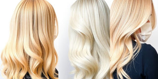 Various stunning blond hair shades and textures in a photo.