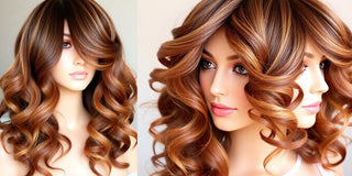 Styled wig made from transformed hair in vibrant colors.