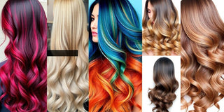 Collage of stylish hair extension looks and textures.