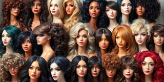 Various wigs in different styles and colors.