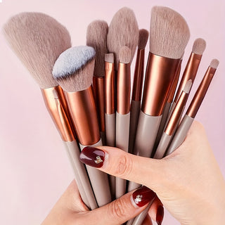  Fluffy Makeup Brush Set with Sponge & Bag cashymart