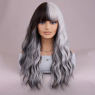  Anime Glam: Stunning Black to Grey Ombre Wavy Wig cashymart