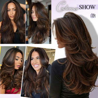  Chic Brown Highlight Layered Wig cashymart