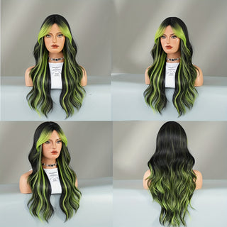  NAMM Glamorous Black & Green Highlight Wig cashymart