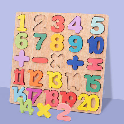  Numbers and Letters Wooden Puzzle Board for Cognitive Learning cashymart