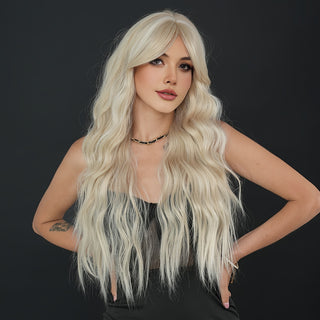  NAMM Platinum Blonde Wavy Wig cashymart