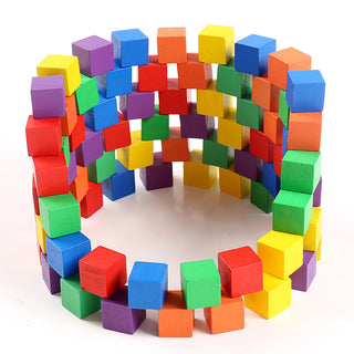  Educational Wooden Building Blocks Set with 100 Cubes for Kids cashymart