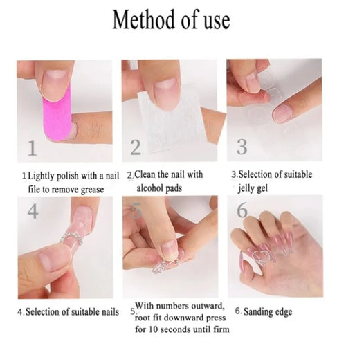  10 Pcs Almond Press On Nails Pink Strawberry Bear Design cashymart