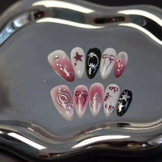  10 Pcs Gradient Shiny Handmade Press On Nails Almond Design cashymart