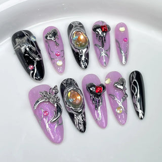  10 Pcs Gradient Shiny Handmade Press On Nails Almond Design cashymart