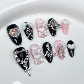  10 Pcs Gradient Shiny Handmade Press On Nails Almond Design cashymart