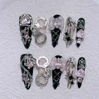  10 Pcs Gradient Shiny Handmade Press On Nails Almond Design cashymart
