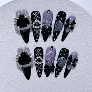  10 Pcs Gradient Shiny Handmade Press On Nails Almond Design cashymart