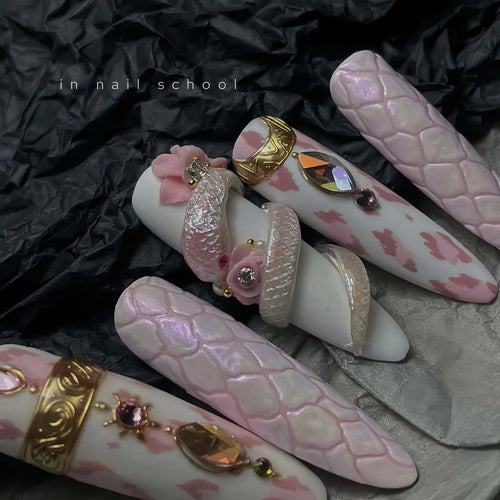  10 Pcs Handmade 3D Floral Press On Nails cashymart