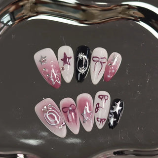  10 Pcs Metallic Glitter Press On Nails cashymart