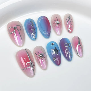  10 Pcs Metallic Glitter Press On Nails cashymart