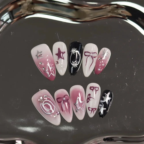  10 Pcs Metallic Glitter Press On Nails cashymart
