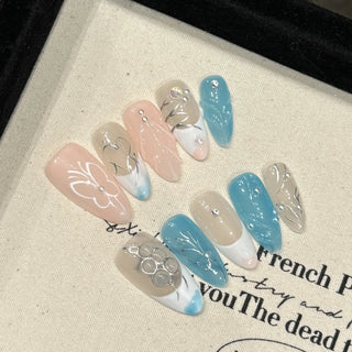 10 Pcs Metallic Glitter Press On Nails cashymart