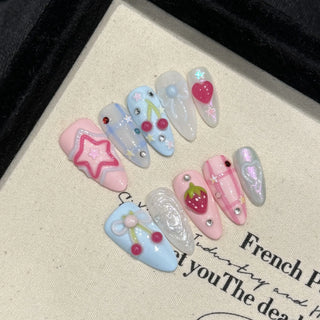  10 Pcs Metallic Glitter Press On Nails cashymart