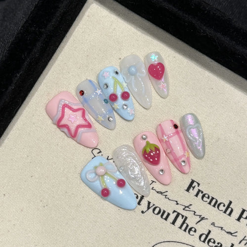  10 Pcs Metallic Glitter Press On Nails cashymart