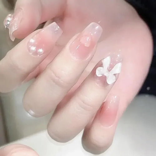  10 Pcs Pink Handmade Cat Eye Press On Nails cashymart