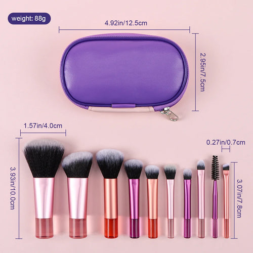  10 Piece Mini Makeup Brush Set Professional Tools cashymart