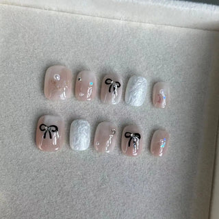  10 Pieces Handmade Bow Press On Nails cashymart