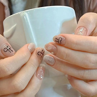  10 Pieces Handmade Bow Press On Nails cashymart