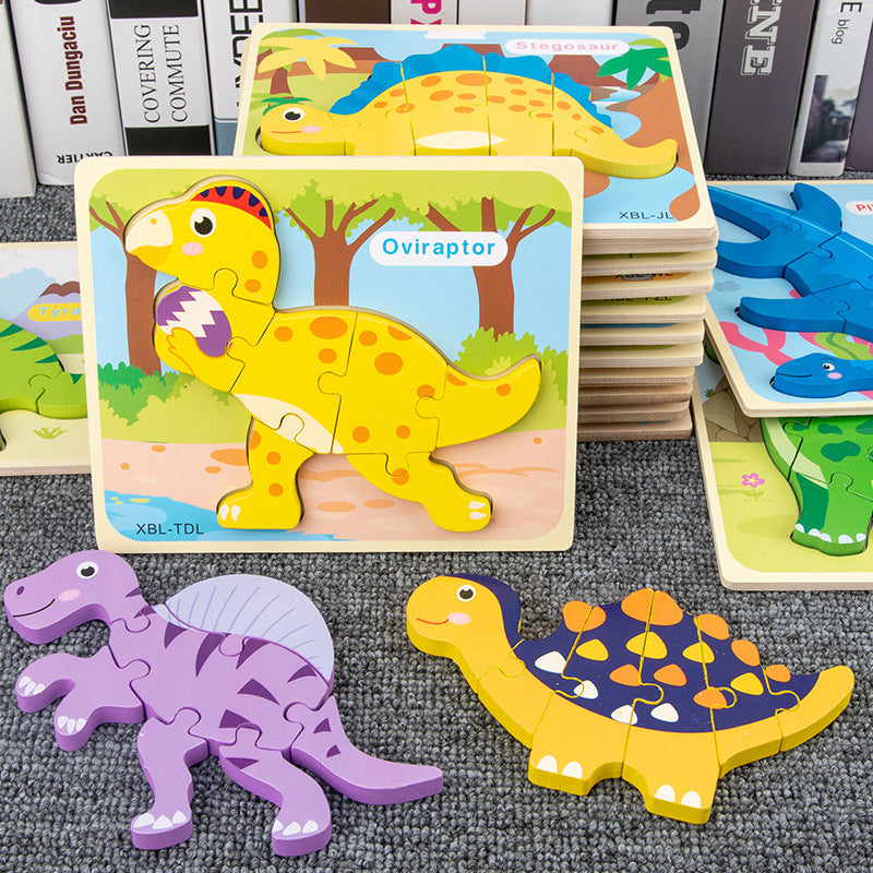  Wooden Dinosaur 3D Puzzle Jigsaw Set for Kids cashymart