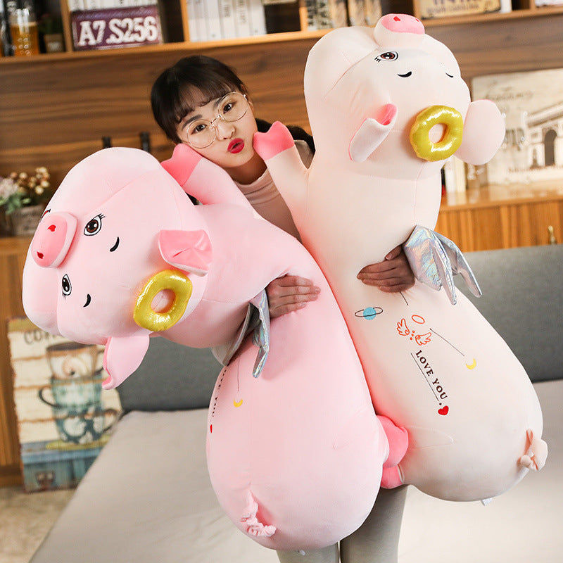  Adorable Pink Angel Pig Plush Pillow cashymart