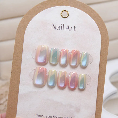  10Pcs Handmade Square Press On Nails Set cashymart