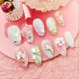  10pcs Handmade Press-On Almond Nails Bundle cashymart