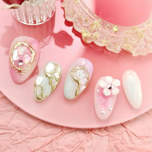 10pcs Handmade Press-On Almond Nails Bundle cashymart
