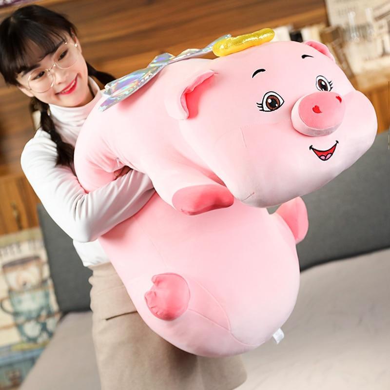  Adorable Pink Angel Pig Plush Pillow cashymart