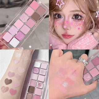  12 Colors Pink Eye Shadow Palette for Beginners cashymart