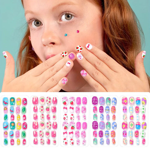  120 Pcs Kids Cartoon Press On Nails cashymart