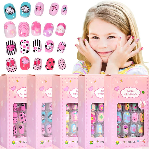  120 Pcs Kids Cartoon Press On Nails cashymart