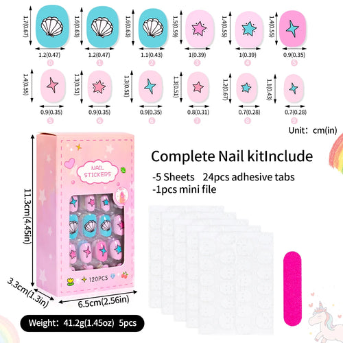  120 Pcs Kids Cartoon Press On Nails cashymart