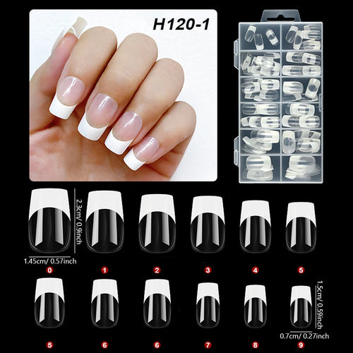  120Pcs Medium French Style Press On Nails cashymart
