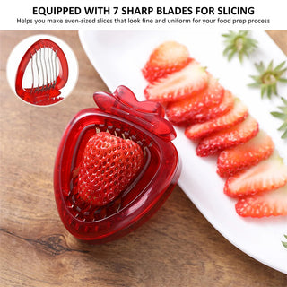  Red Strawberry Slicer Plastic Fruit Carving Tools cashymart