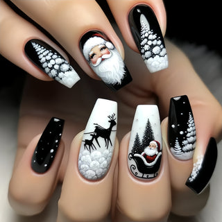  Black Glossy Press-on Nails Set cashymart