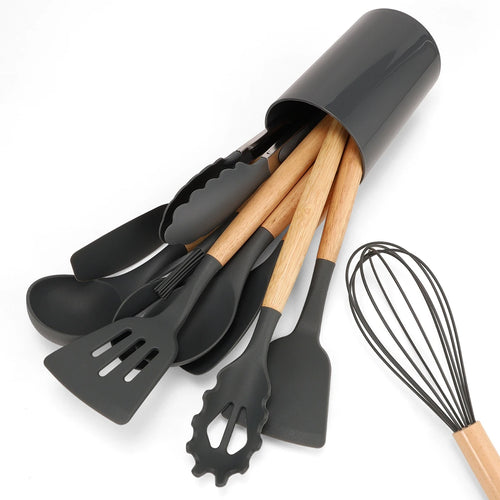  12Pcs Silicone Kitchen Utensil Set with Storage Bucket cashymart
