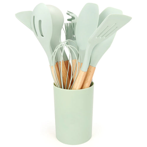  12Pcs Silicone Kitchen Utensil Set with Storage Bucket cashymart