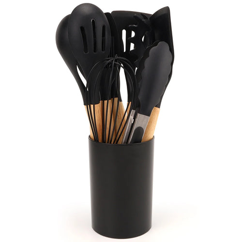  12Pcs Silicone Kitchen Utensil Set with Storage Bucket cashymart