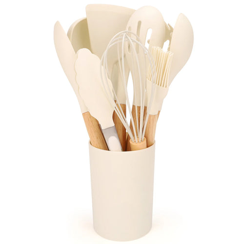  12Pcs Silicone Kitchen Utensil Set with Storage Bucket cashymart