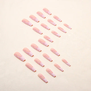  Heart Stripe Fake Nails cashymart